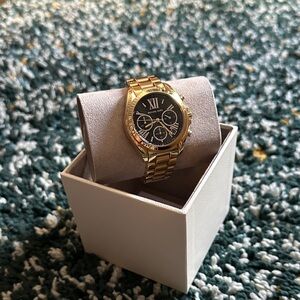 Michael Kors Gold Watch with Black Roman Numeral Dial